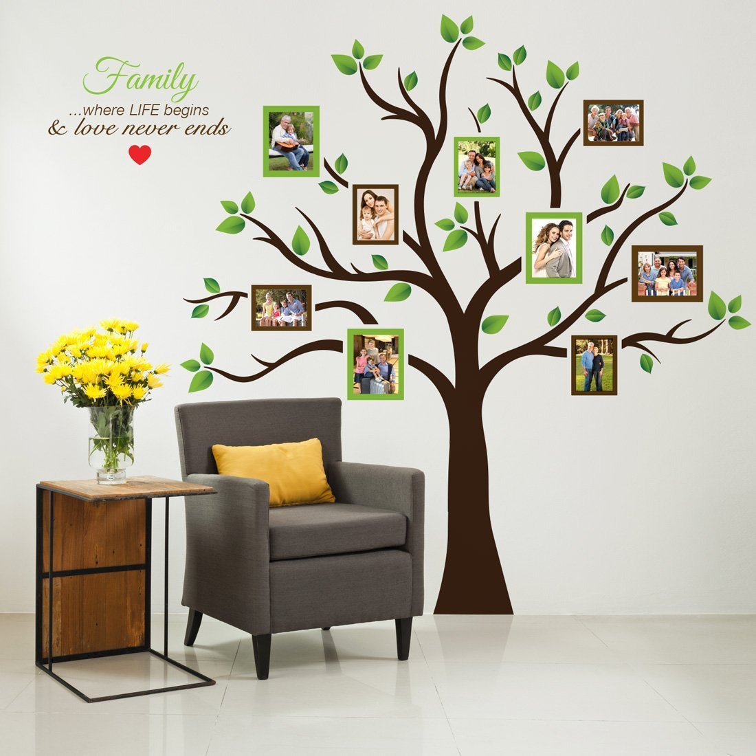 Large Family Tree Photo Frames Wall Decal (2 DAY SHIPPING)