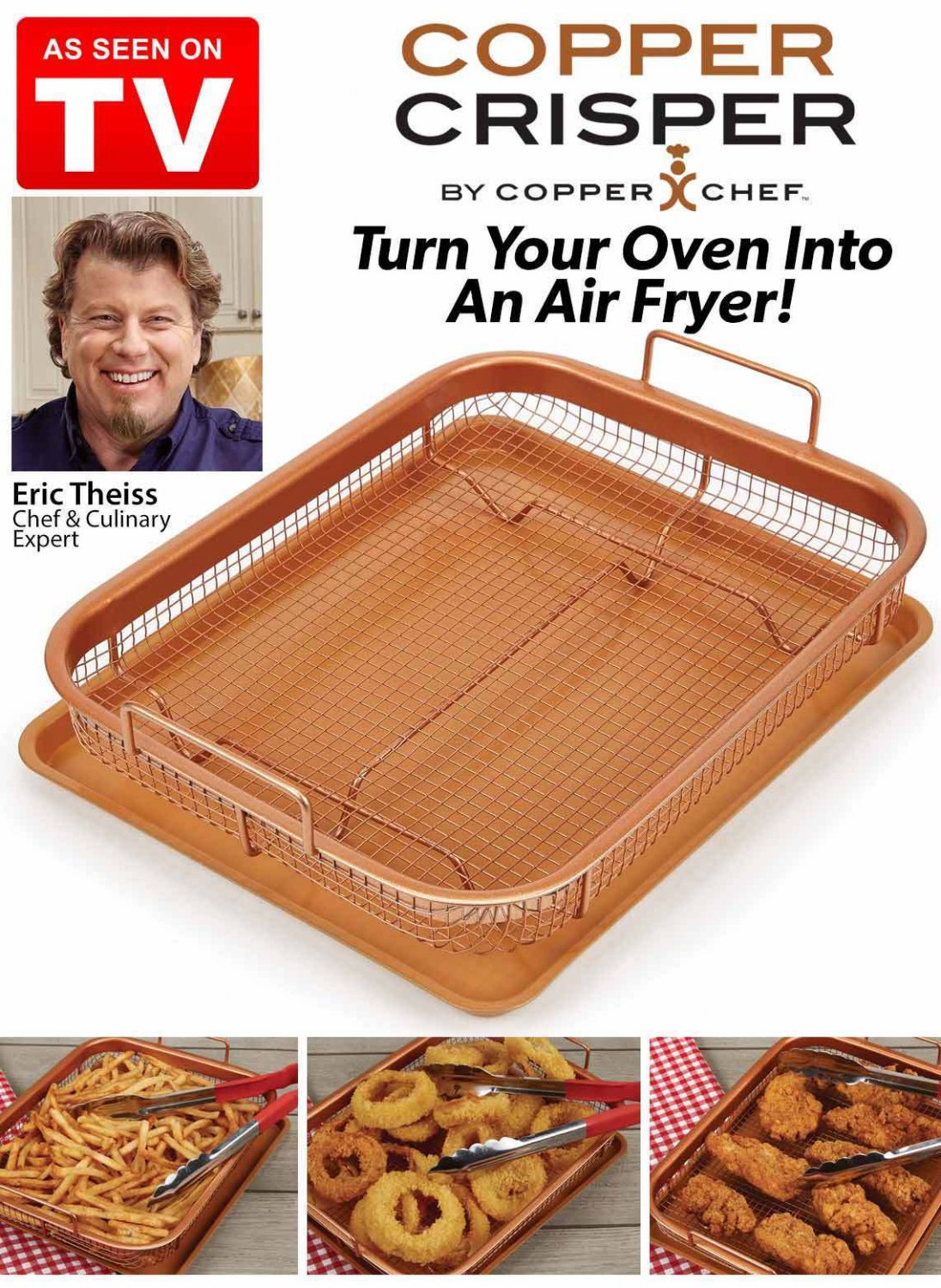 2PC. Copper Crisper By Copper Chef Oven Air Fryer Pan (2 DAY SHIPPING)