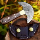 Handmade Damascus Steel Knife-Round Head Knife-Leather Cutter-Skiving Tool-QD9
