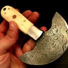 Leather Cutting Knife-Handmade Damascus Steel Saddler-Round Head-Tool-QD10