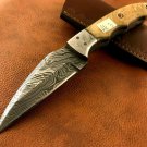 Handmade Damascus Steel Hunting Knife-Heat Treated-Functional-Sharp-AK3