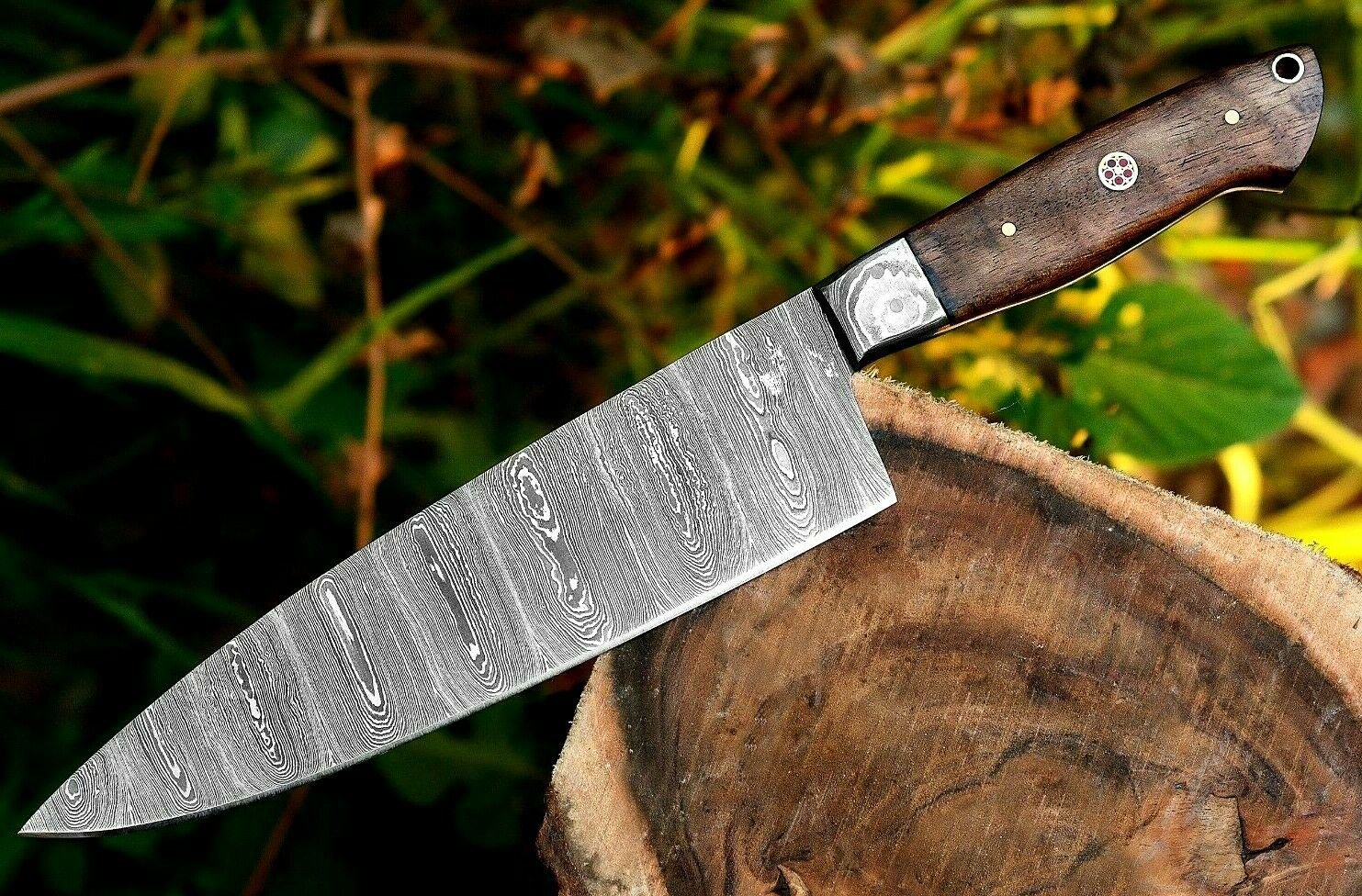 Handmade Knife Damascus Steel-Kitchen Chef Knife-Wide Blade-Sharp-11"-KD1