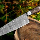 Handmade Knife Damascus Steel-Kitchen Chef Knife-Wide Blade-Sharp-11"-KD1