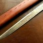 Handmade Knife Damascus Steel Scottish Dirk-Kitchen-File work-Leather Sheath