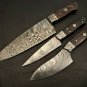 Handmade Kitchen Knife Set 3 Damascus Steel-Chef Knife-Sharp-Wooden Handle-KDS