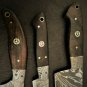 Handmade Kitchen Knife Set 3 Damascus Steel-Chef Knife-Sharp-Wooden Handle-KDS
