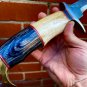 Handmade Damascus Steel Knife Kukri-Blacksmith-Leather Sheath-Bone Handle