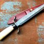 Handmade Bowie Knife-Damascus Steel-19"-Functional-Leather Sheath-Guard-Sharp