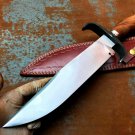 Handmade Bowie Knife-Carbon SteelTactical-Hunting Knife-Leather Sheath-SJ