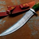Handmade Knife-Blacksmith Damascus Steel Bowie Knife-Functional-Leather Sheath