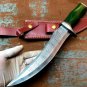 Handmade Knife-Blacksmith Damascus Steel Bowie Knife-Functional-Leather Sheath