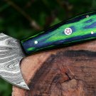 Leather Knife-Handmade Damascus Steel-Cutter-Saddler-Skiving Tool-QD1