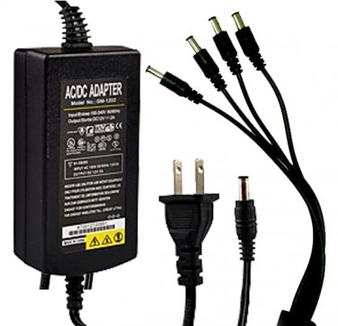 Adaptor Power Splitter Cable AC/DC 12V 2Amp for 4 CCTV Security Camera.