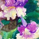 'Twins Maidens Dressed in Purple' 11"x15" Watercolor painting wall art and home décor