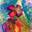 Red Cotton Dream 12"x18" Original Fine Art Watercolor and Acrylic mixed-media color painting