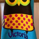 OWL design Hooded Cotton Beach Towel Bath Wrap Personalized