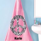PEACE sign Zebra design Hooded Cotton Beach Towel Bath Wrap Personalized