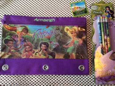 Tink Tinkerbell Fairies 3 Ring Binder Pencil Case Pouch - Monogrammed