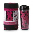 DISNEY MINNIE MOUSE TRAVEL MUG & SNUG FLEECE THROW BLANKET GIFT SET NEW IN BOX- Free Monogram