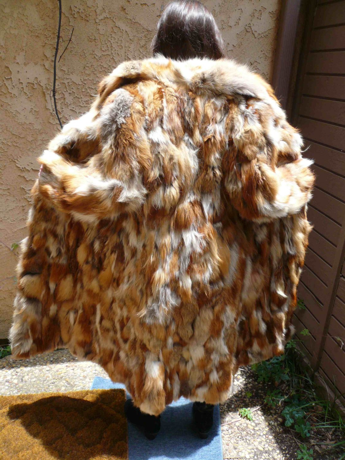 full length red fox fur coat