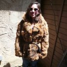 Brown Belted Rabbit Fur Jacket (#114)