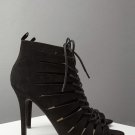 Lace-Up Faux Suede Pumps