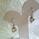 925 Sterling Silver Oval Citrine & Triangle Hinged Drop Ear Wire Earrings #454