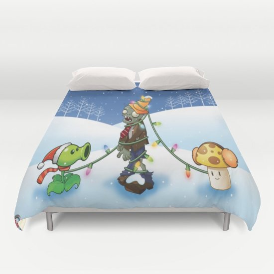 Zombie vs Plant Christmas DUVET COVERS for KING SIZE 2g5hHeb