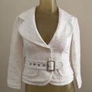 NWOT Bebe White Embroidered Belted Summer Jacket Size O XS