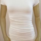 Bebe White bodycon Stretch Shirred Ruched Dress Size XXS NWOT