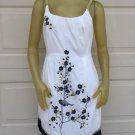 Anthro ARYEH White  Cotton Airy  Dress Embroidered Blue Birds Sz L