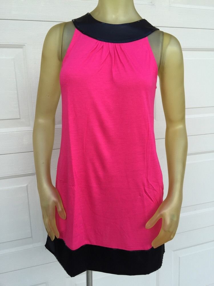 Express XS Pink Black Shift Dress With Pockets NWOT
