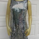2B bebe silver black sequined sleeveless sheath size small NWOT