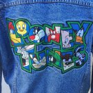 LOONEY TUNES Denim Jean Jacket Bugs Bunny Taz Winter Coat Pig WB Cartoon Adult M