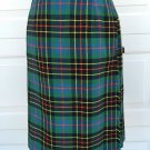 Women's JOHN MORRISON Edinburgh Scotland Wool Kilt Tartan Green Blue PLAID Small