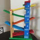 Tall Wooden 2 Lane Race Track, 5 Down Ramps, Bright Fun Colors