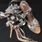 Guess by Marciano Silver Ankle Tie Ribbon Stiletto Heels 10 M