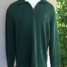Polo Ralph Lauren Mens Green 1/4 Zip  Velour Sweater L 100% Cotton NWT $95