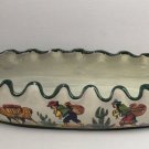 Vintage FCA Peru Hand Painted Peruvian Oval Bowl Planter 17 X 5 EUC