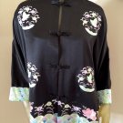VICTORIA'S SECRET BLACK SILK BUTTERFLY FLORAL  EMBROIDERED KIMONO SMALL