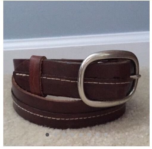 BED STU Brown Distressed Leather Silver Buckle Unisex  Belt Size 36