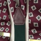 Polo Ralph Lauren Silk Leather Brass Burgundy Green  Suspenders MINT