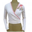 Ralph Lauren Polo Jeans Co  Ivory Embroidered Wrap Cardigan Sweater Size Small