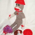 Knit Cap Hat Red For Sock Monkey/Doll NEW Handcrafted