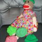 Pink Sock Monkey knit hat cap NEW Handmade