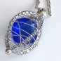 FLOATING CREATED SAPPHIRE NECKLACE AND EARRING SET BY SCHANDRA JEWELRY