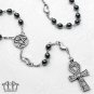 Hematite Ankh Rosary Necklace Pagan Gunmetal Black Pentagram Elemental Gothic D74