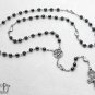 Hematite Ankh Rosary Necklace Pagan Gunmetal Black Pentagram Elemental Gothic D74