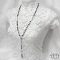 Hematite Ankh Rosary Necklace Pagan Gunmetal Black Pentagram Elemental Gothic D74