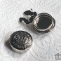 Silver Crown Cuff Button Covers Set Mens Mandarin Collar Gothic Victorian M02